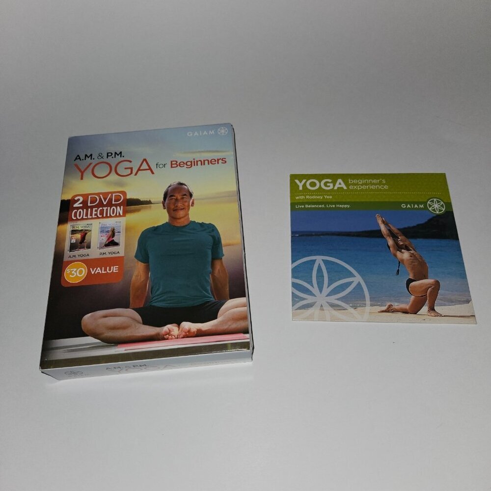 AM & PM Yoga For Beginners Experience DVD Lot GAIAM Exercise Workout Rodney Yee